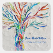 Sticker Carré Instructeur de Yoga Arc-en-ciel (Devant)