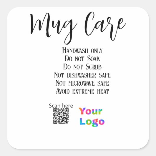 Sticker Carré Instructions de soins de la moisissure ajouter le  (Devant)