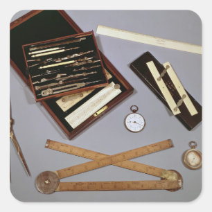 Sticker Carré Instruments de dessin employés par Isambard