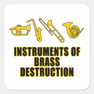 Sticker Carré Instruments de la destruction en laiton