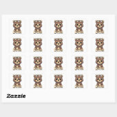 Sticker Carré Insupportable, mignon ! Kawaii Teddy Bear Pun Dess (Feuille)