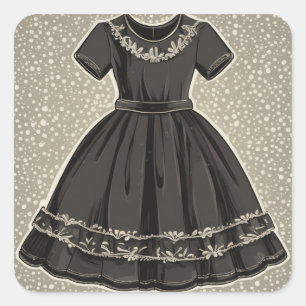 Sticker Carré Intemporel Vintage LBD (petite robe noire) Art