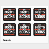 STICKER CARRÉ INTERDIRE LES BIGOTS PAS LES LIVRES (Feuille)