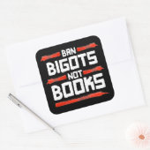 STICKER CARRÉ INTERDIRE LES BIGOTS PAS LES LIVRES (Enveloppe)