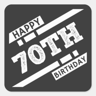 Sticker Carré Intéressant joyeux 70e anniversaire de typographie
