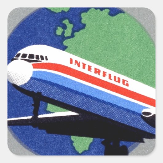Sticker Carré INTERFLUG - Compagnie aérienne de DDR, RDA - Allem (Devant)
