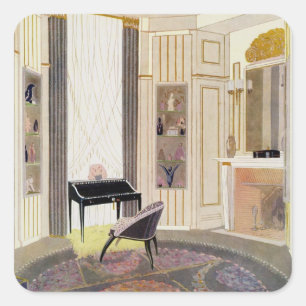 Sticker Carré Intérieur avec mobilier conçu par Ruhlmann, de