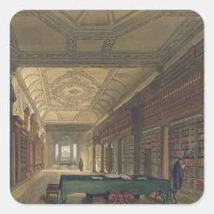 Sticker Carré Intérieur de la bibliothèque de l'église du