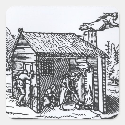 Sticker Carré Intérieur de la maison d'une sorcière, 1579 (Devant)