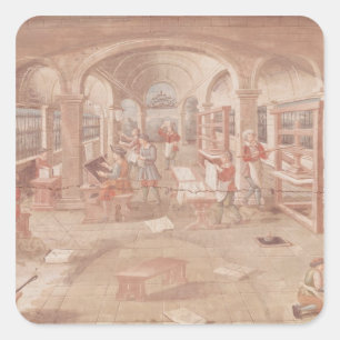 Sticker Carré Intérieur des travaux d'impression pendant le