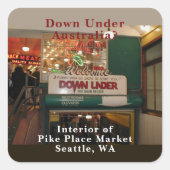 Sticker Carré Intérieur du marché Pike Place Seattle, Washington (Devant)