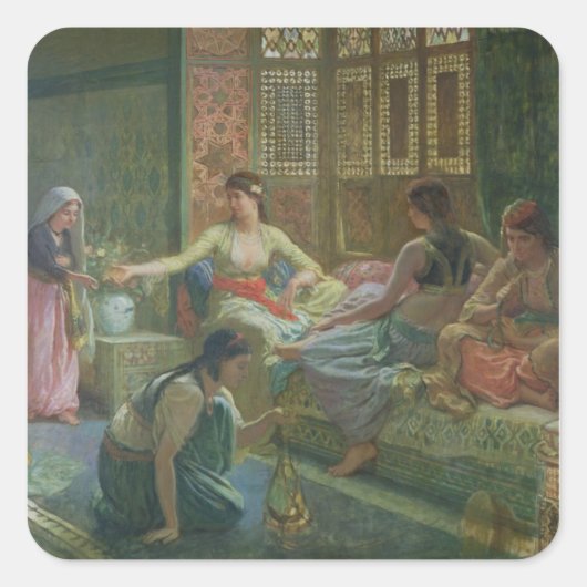 Sticker Carré Intérieur d'un Harem, vers 1865 (Devant)