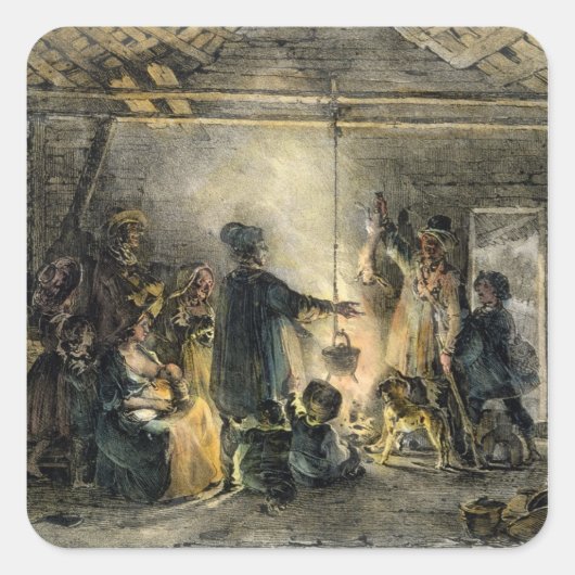 Sticker Carré Intérieur d'une cabane de mineurs de charbon (Devant)