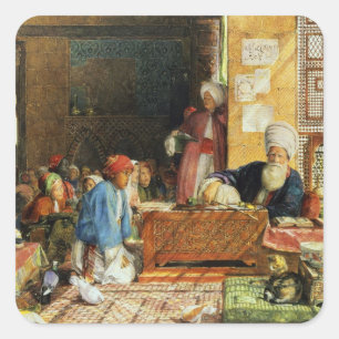 Sticker Carré Intérieur d'une école, Le Caire, 1890 (w/c) (voir