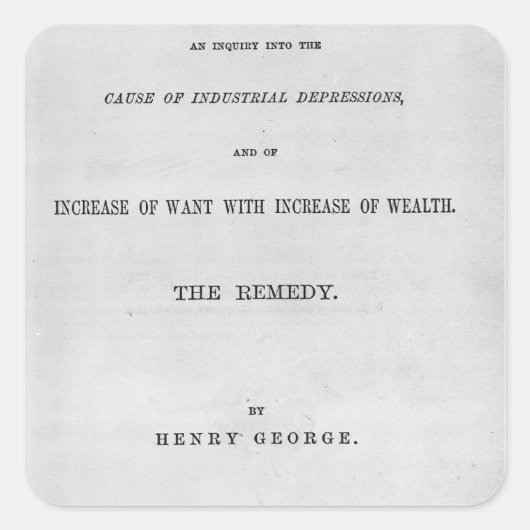 Sticker Carré Intitulé "Progrès et pauvreté" (Devant)