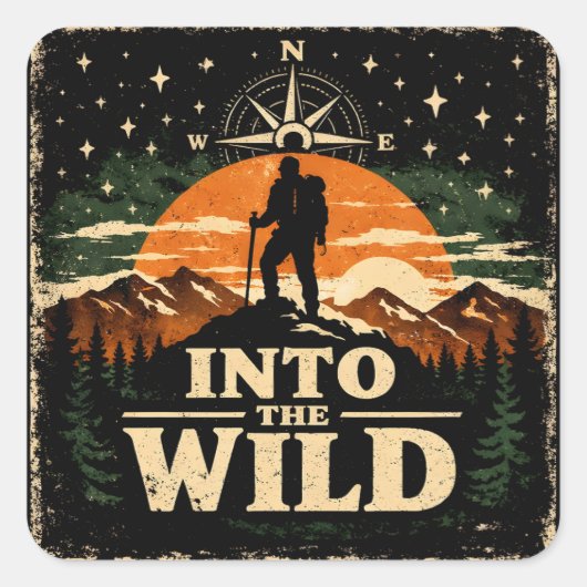 Sticker Carré Into The Wild – Adventure Freedom Camping (Devant)