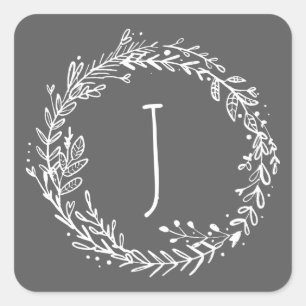 Sticker Carré Introduire le nom initial de la couronne florale