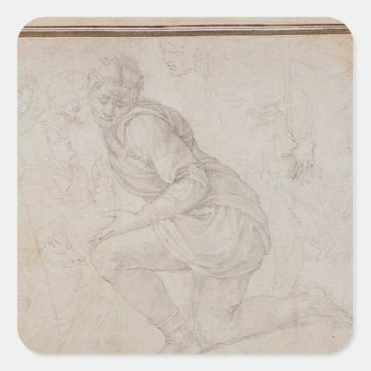 Sticker Carré Inv. 5211-75 Fawkener Recto Kneeling man (Devant)