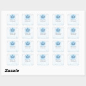 Sticker Carré Invitation Confetti de la Couronne Blue & Silver (Feuille)