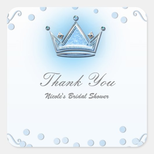 Sticker Carré Invitation Confetti de la Couronne Blue & Silver (Devant)
