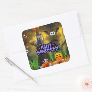 Sticker Carré Invitation d'anniversaire Spooktacular Halloween