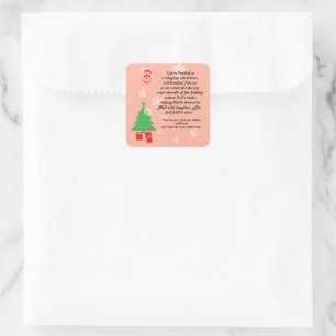 Sticker Carré Invitation de fête de Noël magique   Fêtes élégant