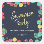 Sticker Carré Invitation de la fête d'été (Devant)