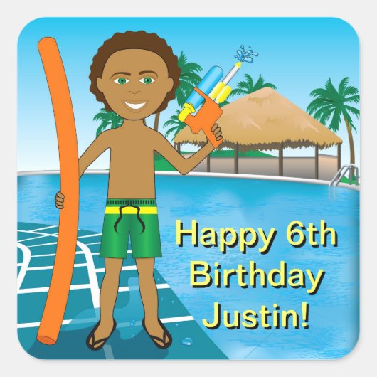 Sticker Carré Invitation de la partie de pool (Devant)