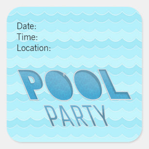 Sticker Carré Invitation de la partie de pool ou rappel 
