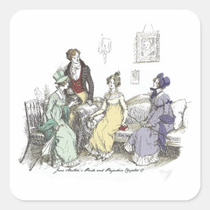 Sticker Carré Invitation du parti Jane Austen Fierté et préjugés