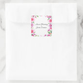 Sticker Carré Invitation florale rose et violette (Sac)