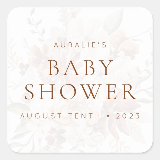 Sticker Carré Invitation florale rustique de Wild Bloom & Favor (Devant)