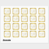 Sticker Carré Invitations pour mariages | Monogramme Gold Confet (Feuille)