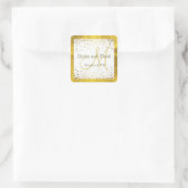 Sticker Carré Invitations pour mariages | Monogramme Gold Confet (Sac)