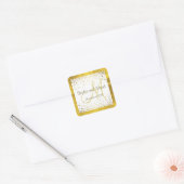 Sticker Carré Invitations pour mariages | Monogramme Gold Confet (Enveloppe)