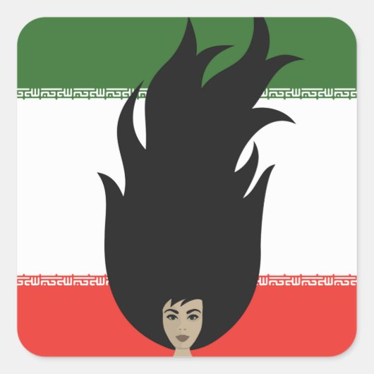 Sticker Carré Iran, liberté des femmes, solidarité avec l'Iran (Devant)