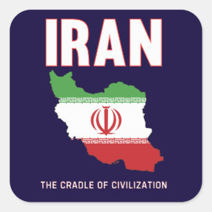 Sticker Carré Iran Pride Carte du drapeau iranien Perse