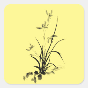 Sticker Carré Iris chinois - bw