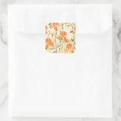 Sticker Carré Iris orange : motif floral transparent (Sac)