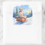 Sticker Carré Irish Setter Enjoying Christmas Sleigh Ride Winter (Sac)