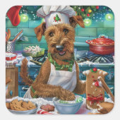 Sticker Carré Irish Terrier Gâteau de vacances : Noël festif (Devant)