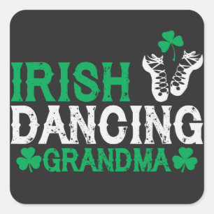 Sticker Carré Irlandaise Danser Grand-mère Irlandaise Danseuse d