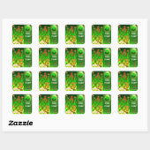 Sticker Carré IRLANDE HARP, OR VERT SHAMROCK St Patrick's Day (Feuille)