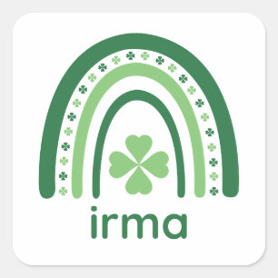 Sticker Carré Irma Nom Clover Boho Arc-en-ciel