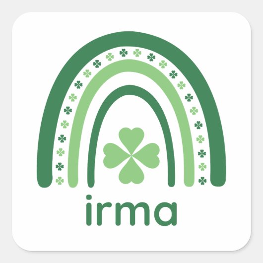 Sticker Carré irma Nom Clover Boho Rainbow (Devant)