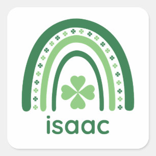 Sticker Carré isaac Nom Clover Boho Arc-en-ciel