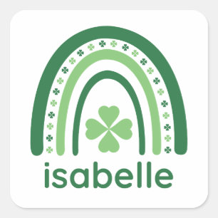 Sticker Carré isabelle Nom Clover Boho Arc-en-ciel