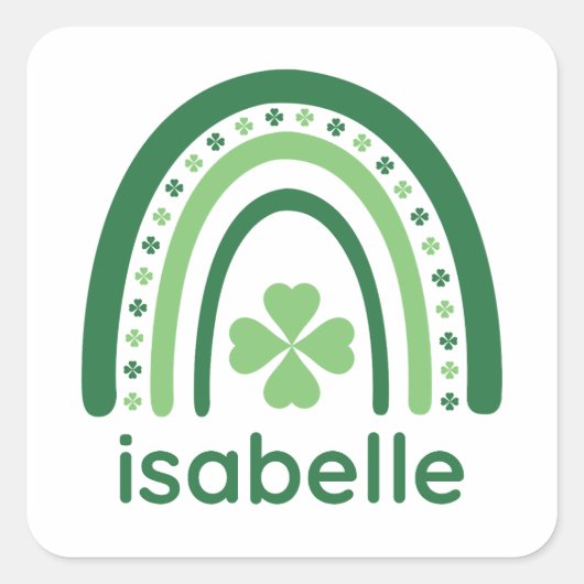 Sticker Carré isabelle Nom Clover Boho Rainbow (Devant)