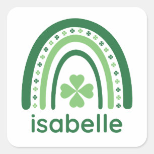 Sticker Carré isabelle Nom Clover Boho Rainbow