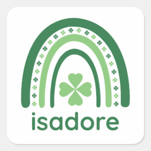 Sticker Carré isadore Nom Clover Bohème Arc-en-ciel